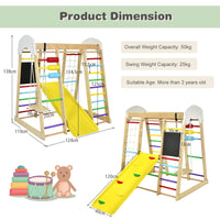 8-in-1 Wooden Climbing Playset with Slide and Drawing Board