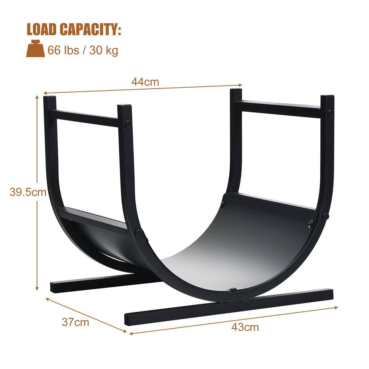 U-Shaped Firewood Rack with Handles for Fireplace Log Storage