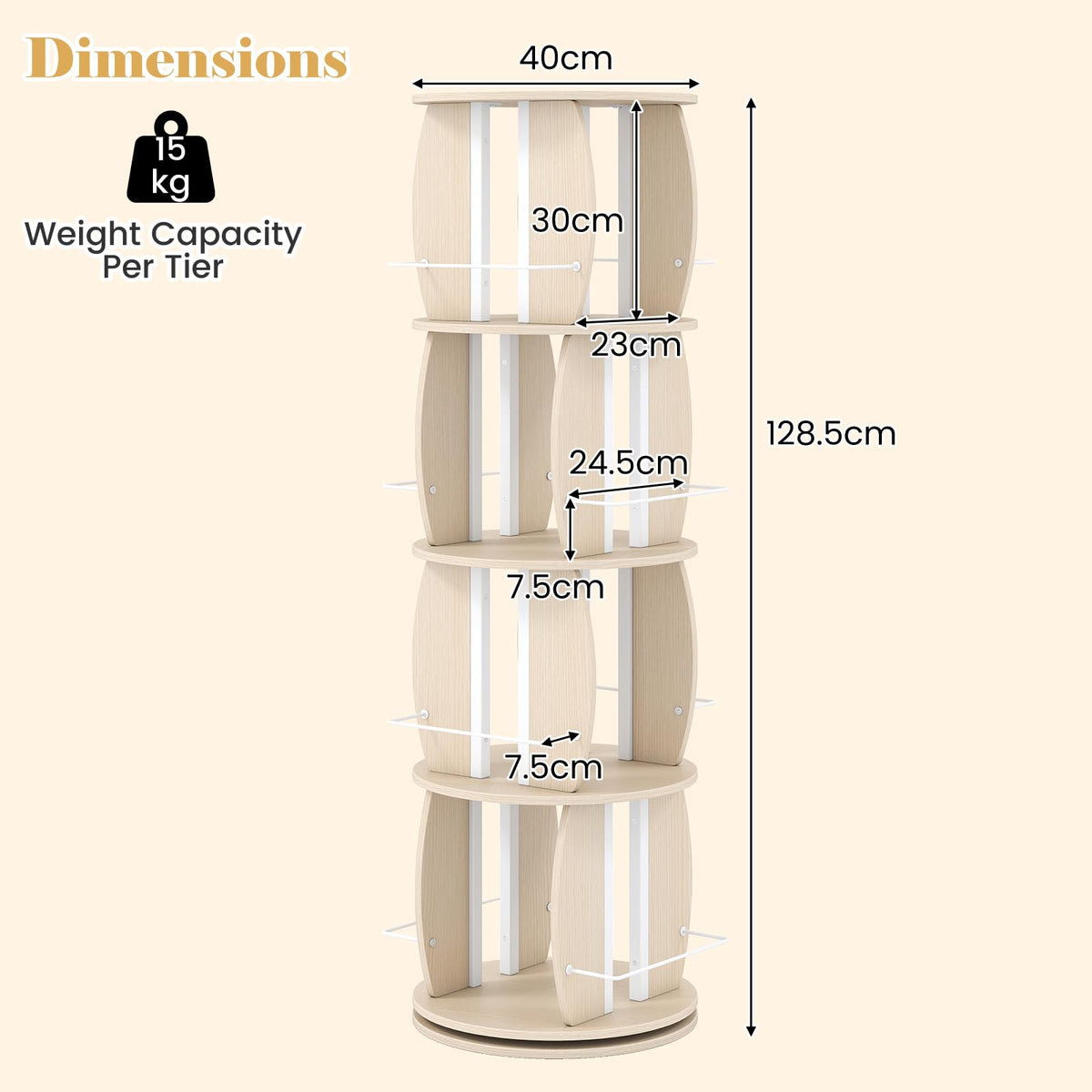 Giantex 4-Tier Rotating Bookshelf Tower with Display Stands