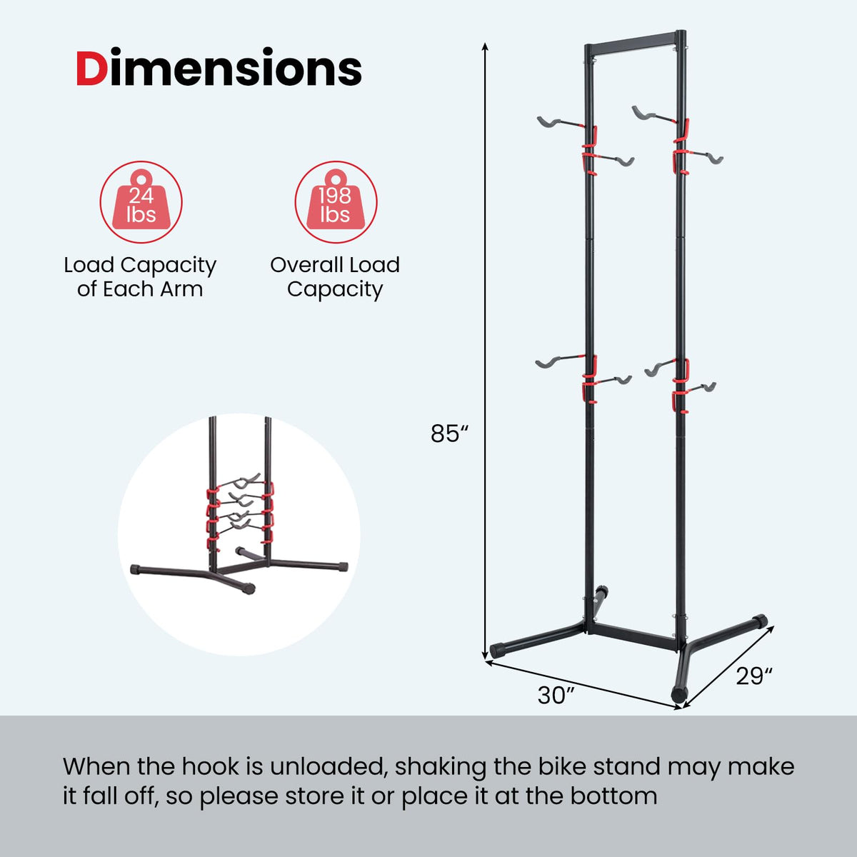 4 Bike Storage Rack, Adjustable Bicycle Rack for Garage