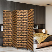 6Ft Panel Screen Room Divider, 4-Panel Woven Wall Divider, 1.8M Tall Folding Wooden Partition Stand