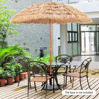 8 FT Thatched Tiki Umbrella, Hawaiian Style Outdoor Hula Umbrella w/8 Metal Ribs