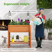 Giantex Raised Garden Bed Outdoor, Elevated Fir Wood Garden Box with Legs