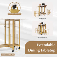 Giantex 3 Piece Rolling Dining Room Table Set with 6-Bottle Wine Rack