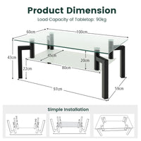 Giantex Rectangular Glass Coffee Table