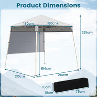 2.1 x 2.1 M Pop-Up Canopy Tent with 1 Push Center Lock for Sports Picnic Camping