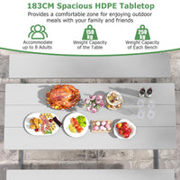 Outdoor Picnic Table Bench Set with HDPE Tabletop and Umbrella Hole