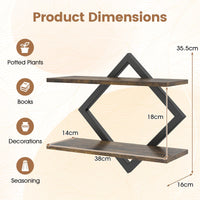 Giantex 2-Pack Diamond Shaped Floating Shelves for Wall