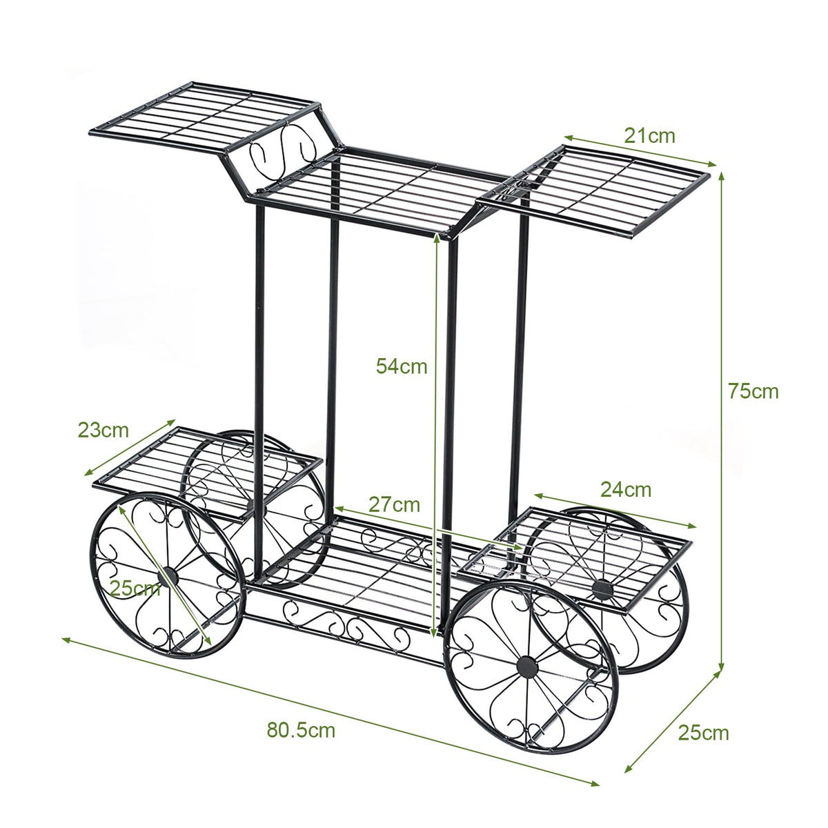 4-Tier Flower Stand, Iron Plant Stand for Indoor & Outdoor Use