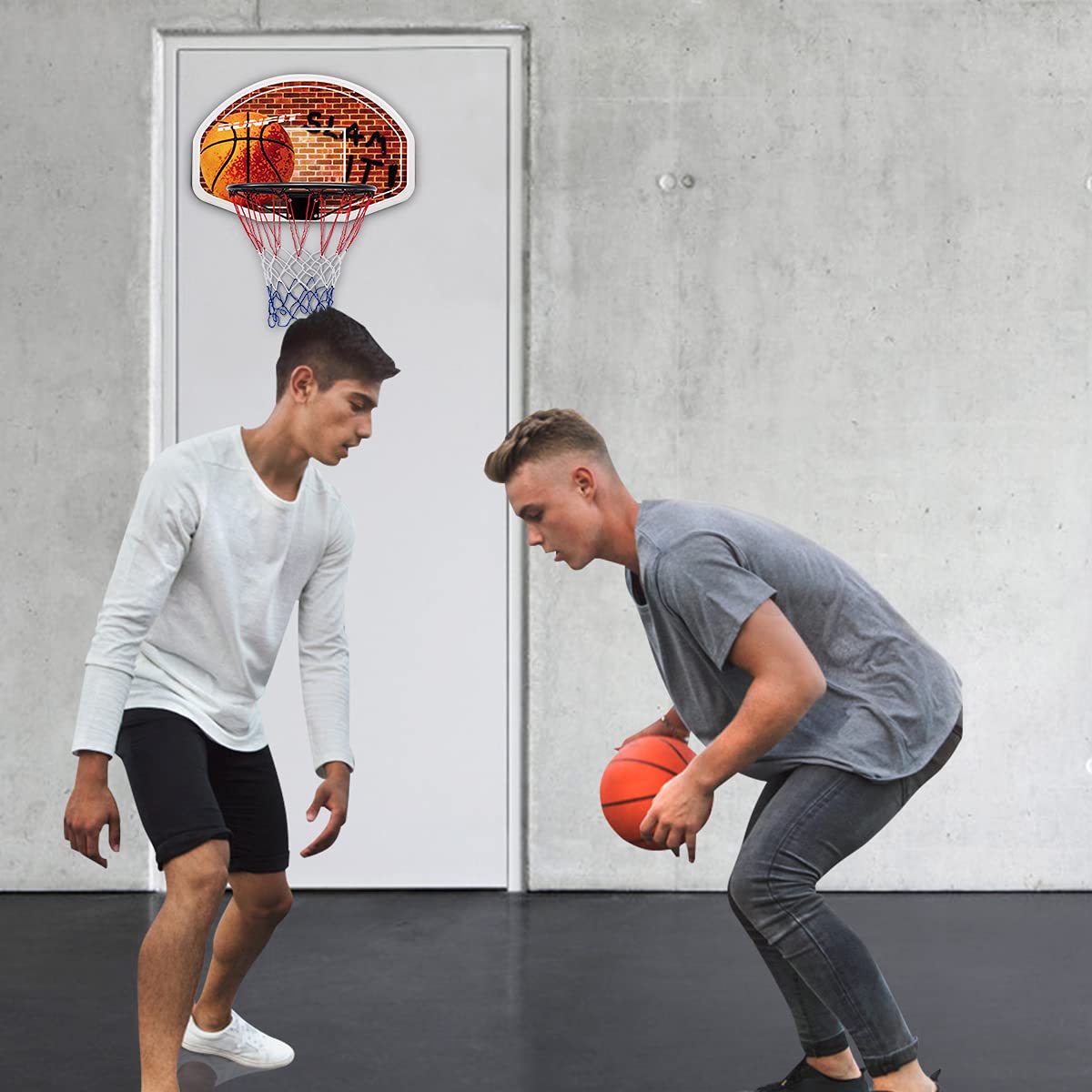 Wall Mounted Fan Backboard W/2 nets Basketball Hoop & Rim Outdoor Indoor Sports