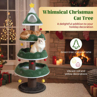179 CM Tall Christmas Cat Tree, Multi-Level Kitten Tower with 3 Plush Platforms