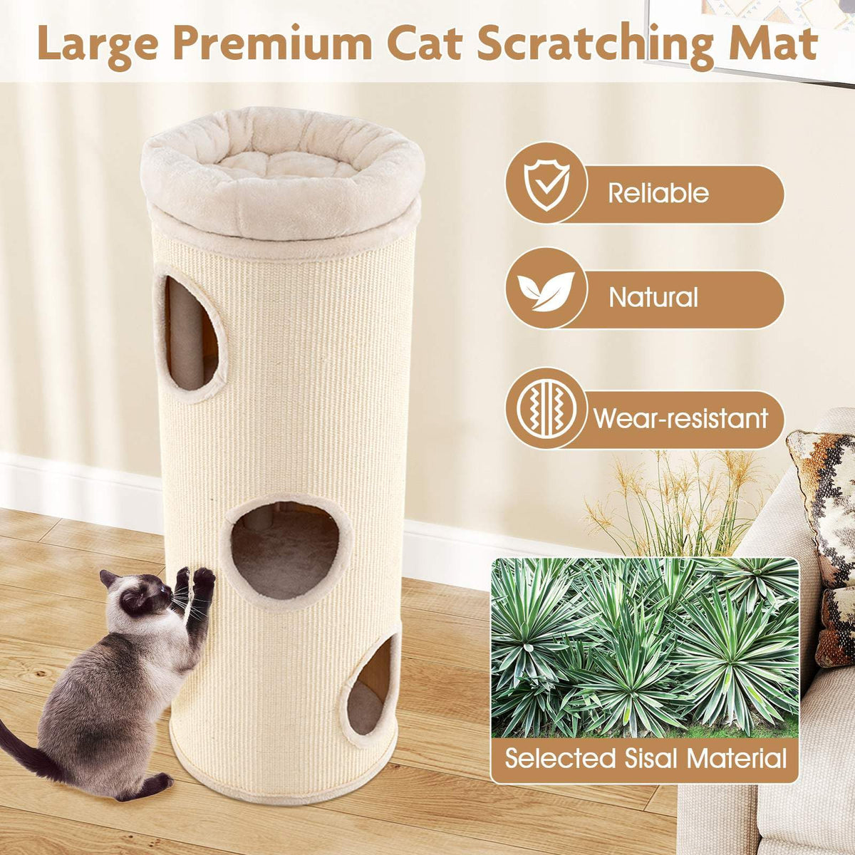 4-Story Cat House for Multiple Cats 112 cm Elevated Cat Cave Bed