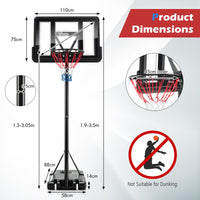 Basketball Hoop Stand, Rim Height Adjustable 4.25ft - 10ft, 44" Backboard, Basketball Stand System with Net