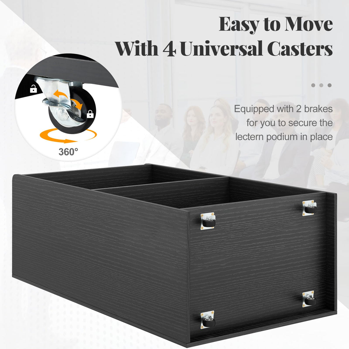 Giantex Rolling Lectern Stand, 105cm Presentation Podium with 2 Storage Shelves
