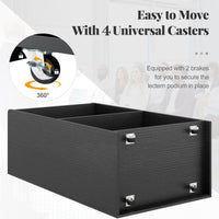 Giantex Rolling Lectern Stand, 105cm Presentation Podium with 2 Storage Shelves