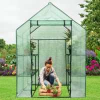 3 Tiers Outdoor Walk in Greenhouse, 12 Shelves Movable Green House Tunnel