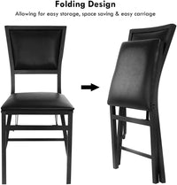 Giantex Folding Chairs, Set of 2 Folding Chairs, Metal Dining Chairs, Foldable Chairs w/ Sponge Padded Backrest & Seat Cushion