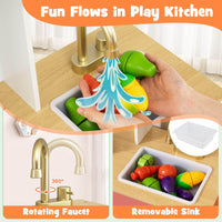 Kids Kitchen Playset, Wooden Pretend Play Kitchen