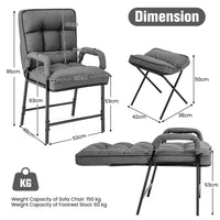 Giantex Modern Accent Chair w/Ottoman, Linen Fabric Arm Chair w/Adjustable Backrest & Solid Metal Frame