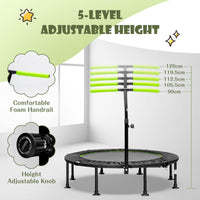 Foldable Mini Trampoline with Height Adjustable Handrail for Kids Adults