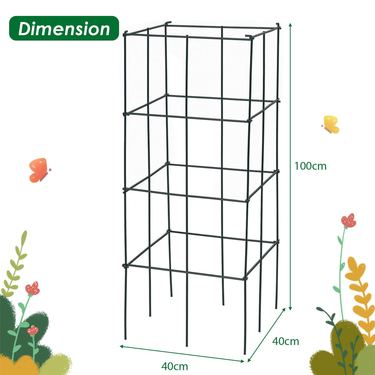 4 Pack Tomato Cage, Trellises for Climbing Plants, Peppers, Vines