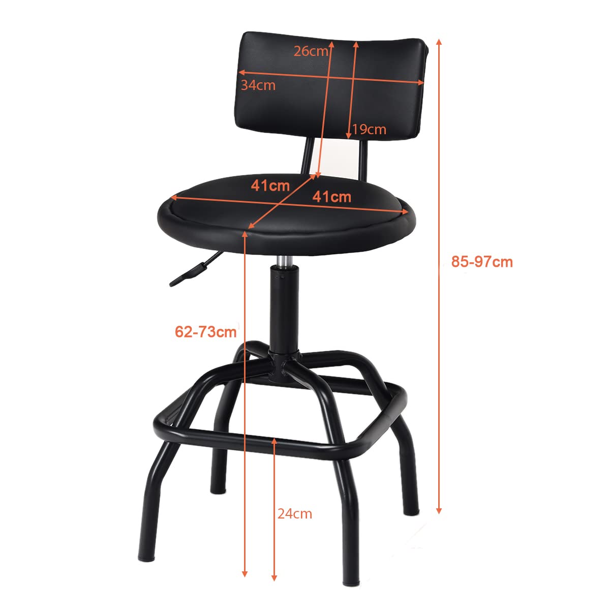 Giantex 2Pcs Adjustable Height Bar Stool, 360 Degree Swivel Barstools w/ PU Leather Cushion, Black