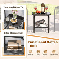 3 Pieces Patio Bistro Set, PE Rattan Furniture Set