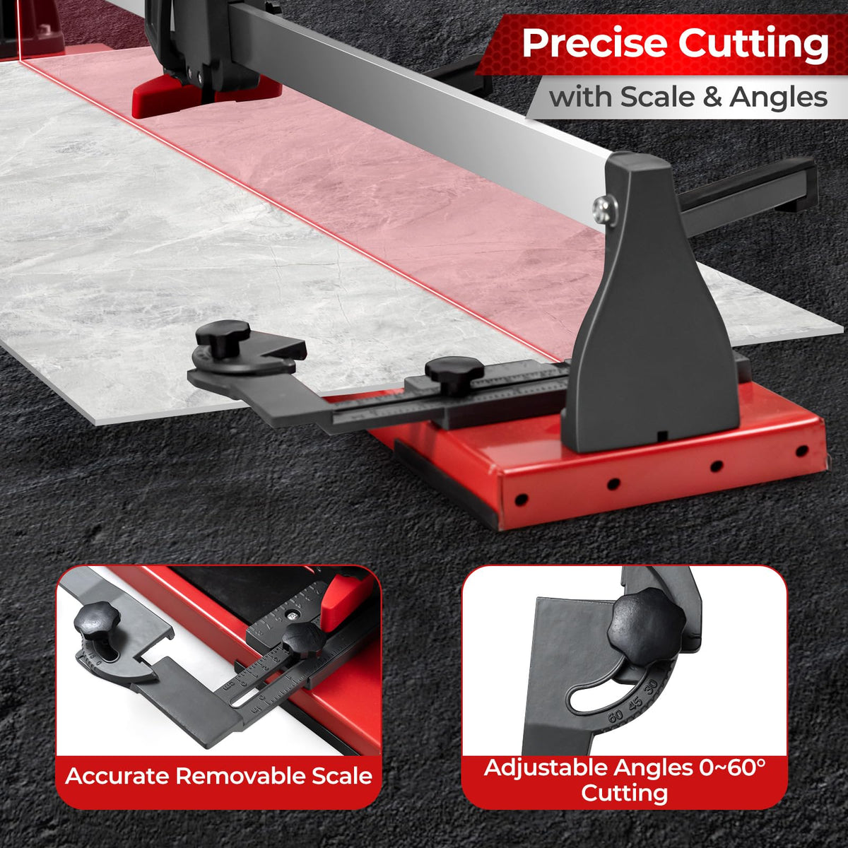 122cm Manual Tile Cutter Precision Ceramic Porcelain Cutting Machine 4 Adjustable Brackets