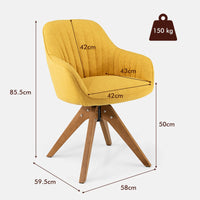 Giantex Modern Swivel Accent Chair, Dining Chair Upholstered Armchair w/Beech Wood Legs