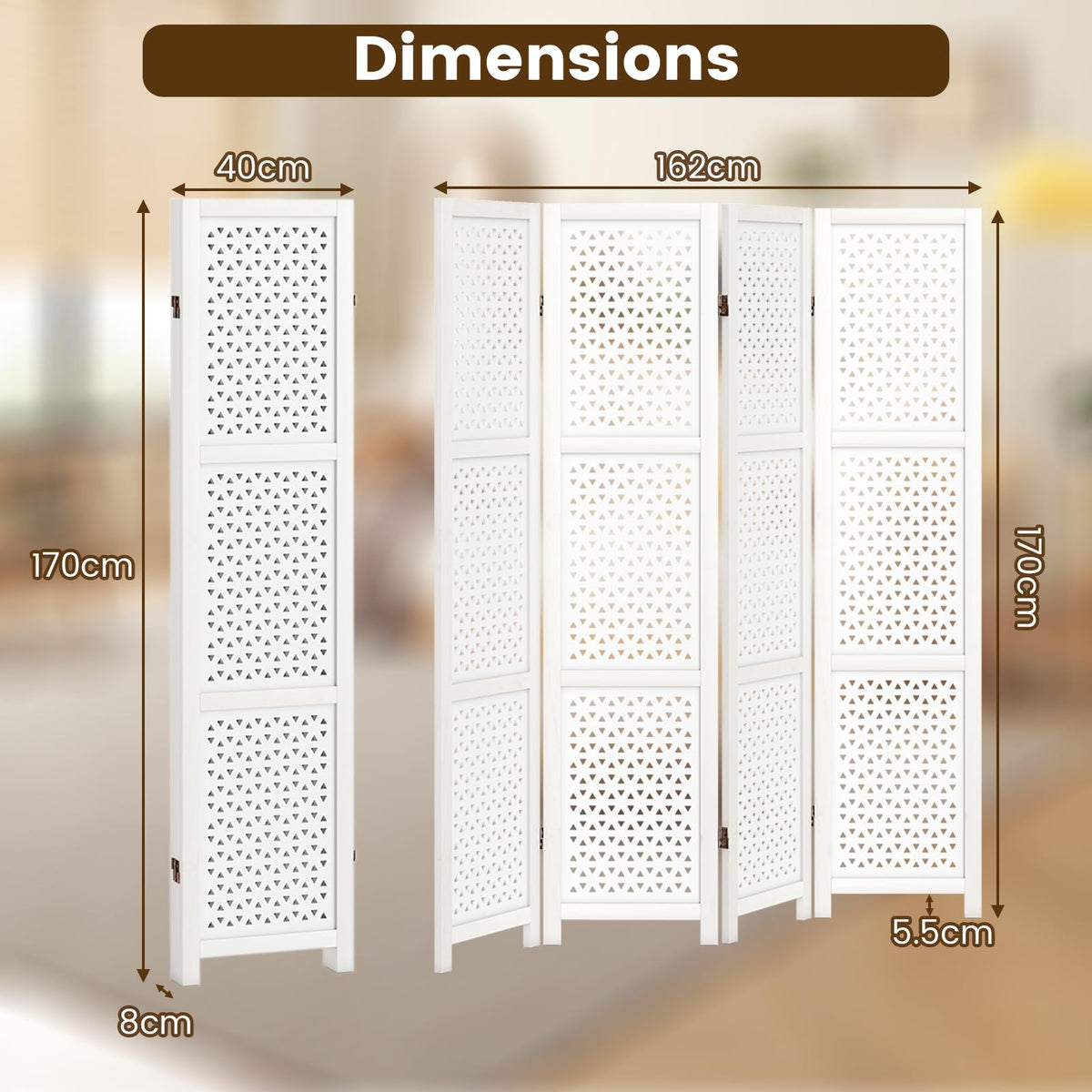 Giantex 4/6-Panel Folding Room Divider, 170CM Tall Carved Privacy Screen