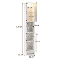 Tall Bathroom Cabinet with Lights & Press-to-Open Door