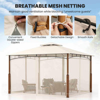 3.6M x 3M Outdoor Patio Gazebo with Netting and 2-Tier Canopy Roof