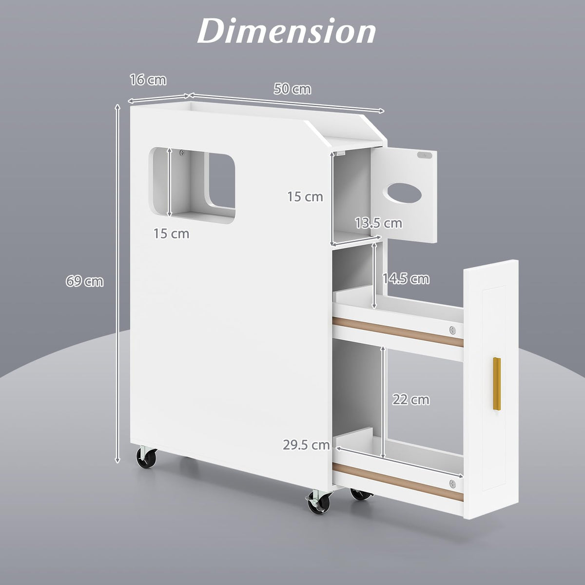 Giantex Narrow Slim Bathroom Storage Cabinet 16 CM with Slide Out Drawer