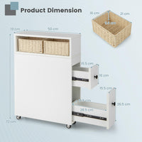 Giantex Movable Bathroom Storage Cabinet, Narrow Toilet Side Cabinet w/ 2 Slide Out Drawers
