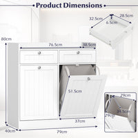 Tilt-Out Laundry Hamper Cabinet Freestanding Bathroom Storage Cabinet with 1/2 Shelf