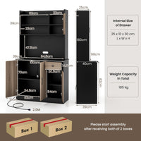 Giantex 180cm Kitchen Pantry Storage Cabinet w/Built-in Charge Station