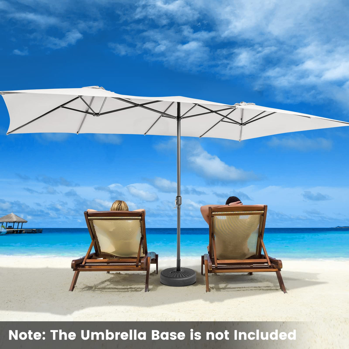 426 CM Double-Sized Patio Umbrella with Crank Handle, Vented Tops