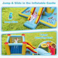 Inflatable Bounce House, 7-in-1 Giant Bouncy Castle with Slide, Tunnel, Basketball Hoop & Ring-toss Game (without Blower)