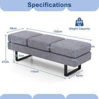 Giantex Waiting Room Bench Seating, Long Bench w/Metal Frame Leg