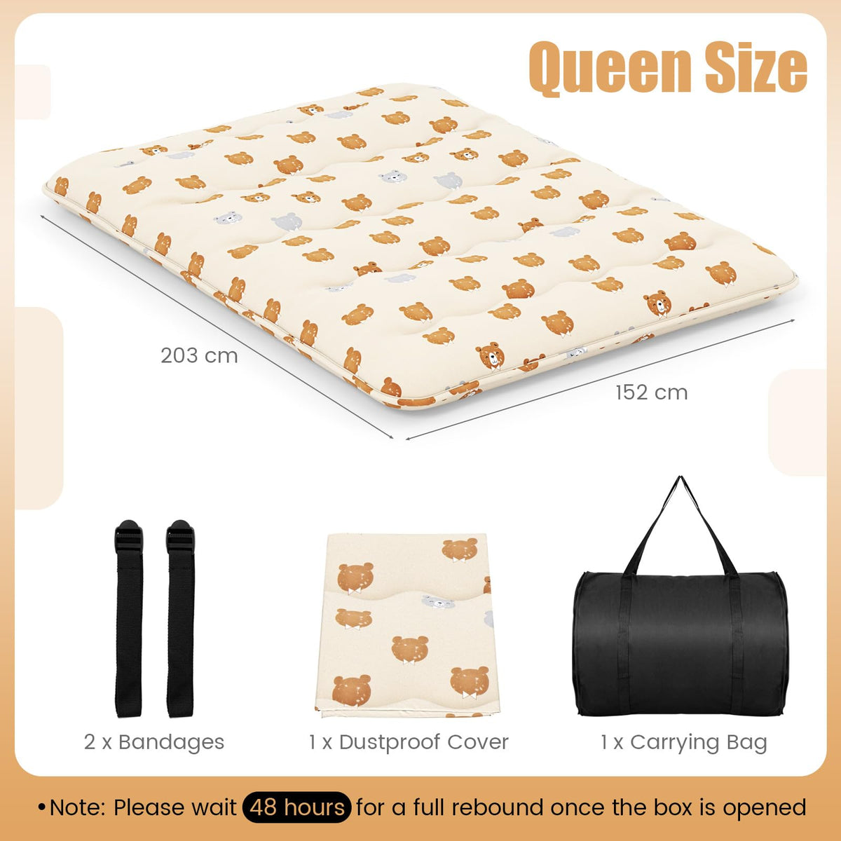 Roll up Mattress Floor Lounger Bed Foldable Tatami Mat Portable Sleeping Pad