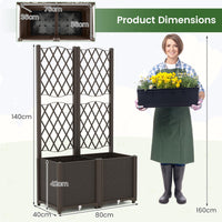 Elevated Planter Box with Trellis for Patio Balcony Vertical Garden