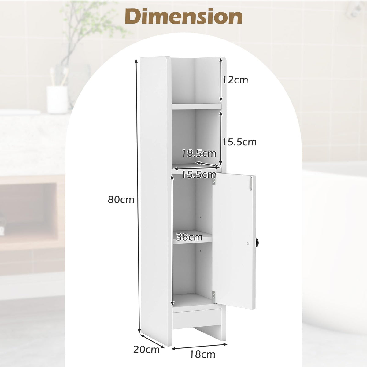 Giantex Bathroom Storage Cabinet, Slim Corner Floor Standing Cabinet with Adjustable Shelf