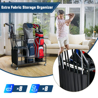 Golf Bag Storage Rack for Garage, Double Golf Bag Organizer w/Lockable Universal Wheels