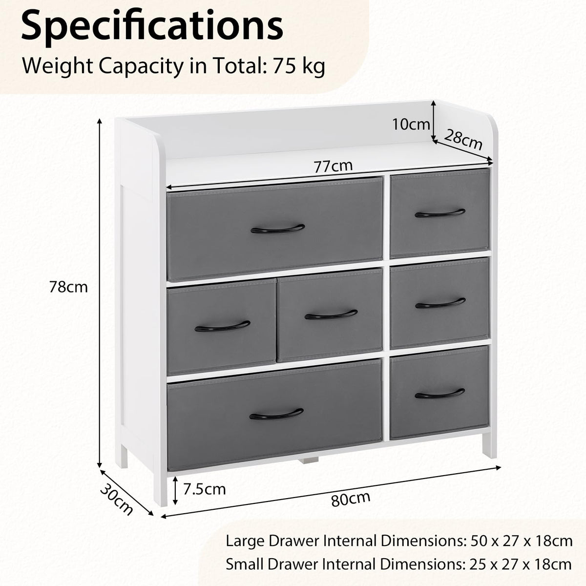 Giantex Fabric Dresser for Bedroom, Wide Chest of Drawers w/ 7 Drawers