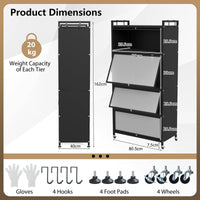 1.6 m Tall Freestanding Metal Pantry with 4 Flip-up Doors and 5-Tier