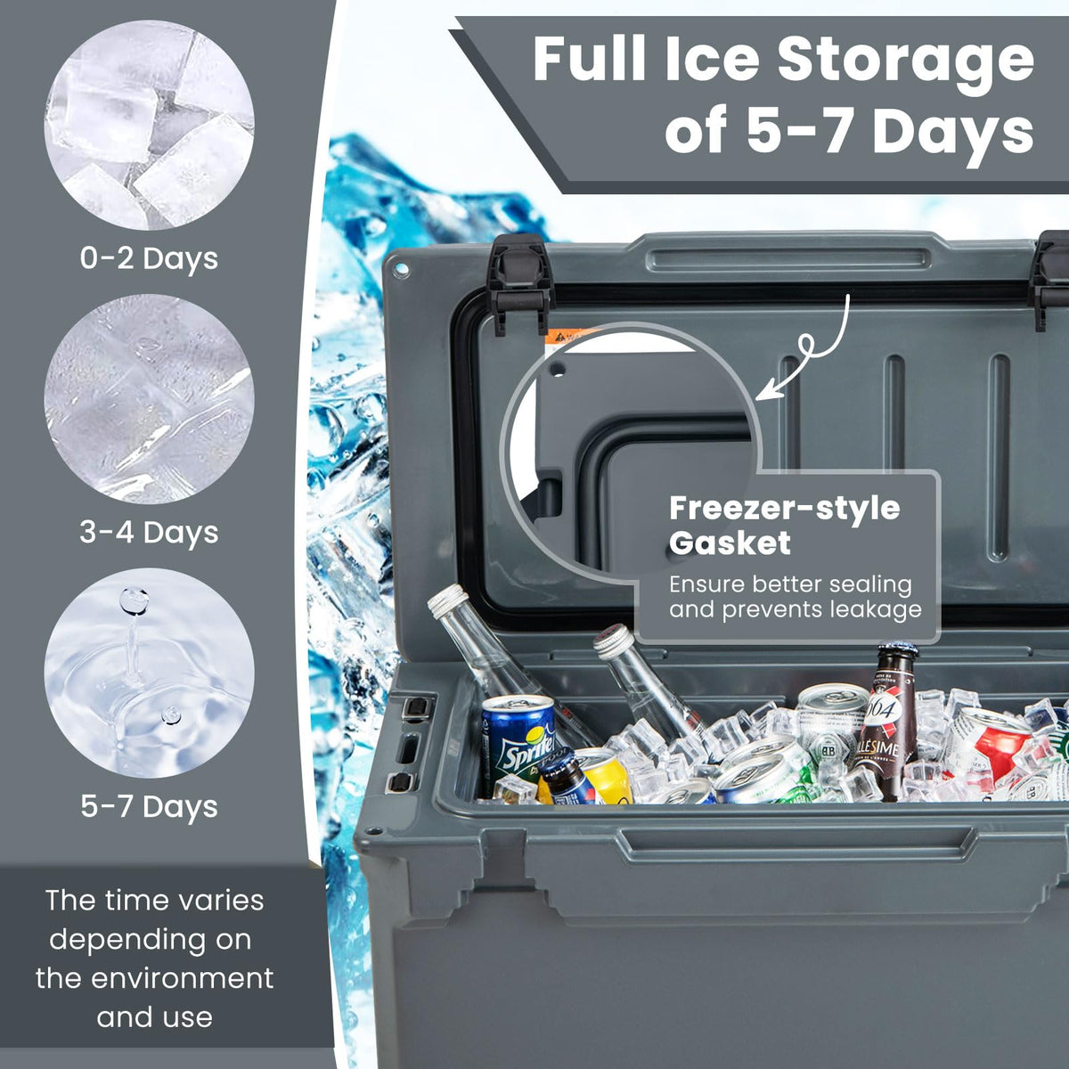 Insulated Portable Ice Chest with Integrated Cup Holders for Camping