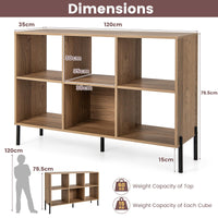 Giantex 6-Cube Storage Bookcase, 3-Tier Wooden Open Bookshelf with 5 Metal Legs