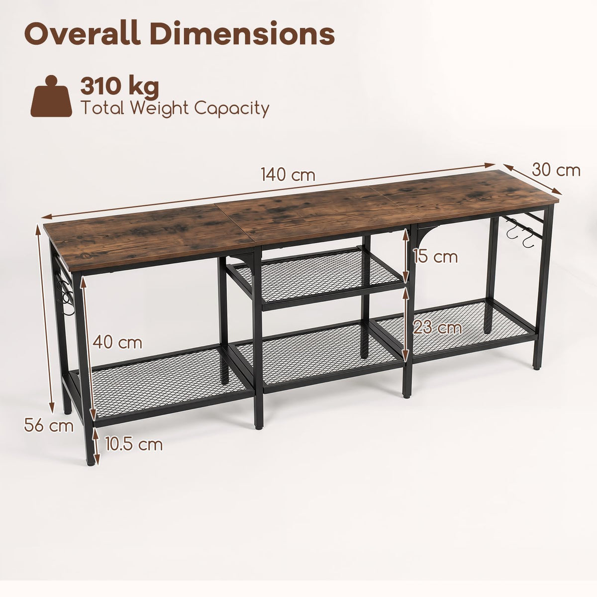 TV Stand Entertainment Center with 4 Open Storage Shelves