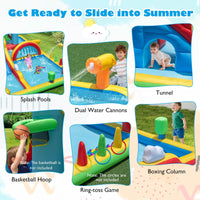 Inflatable Water Slide, Giant Water Park w/ Long Slide, Jumping Area, Climbing Wall, Splash Pools