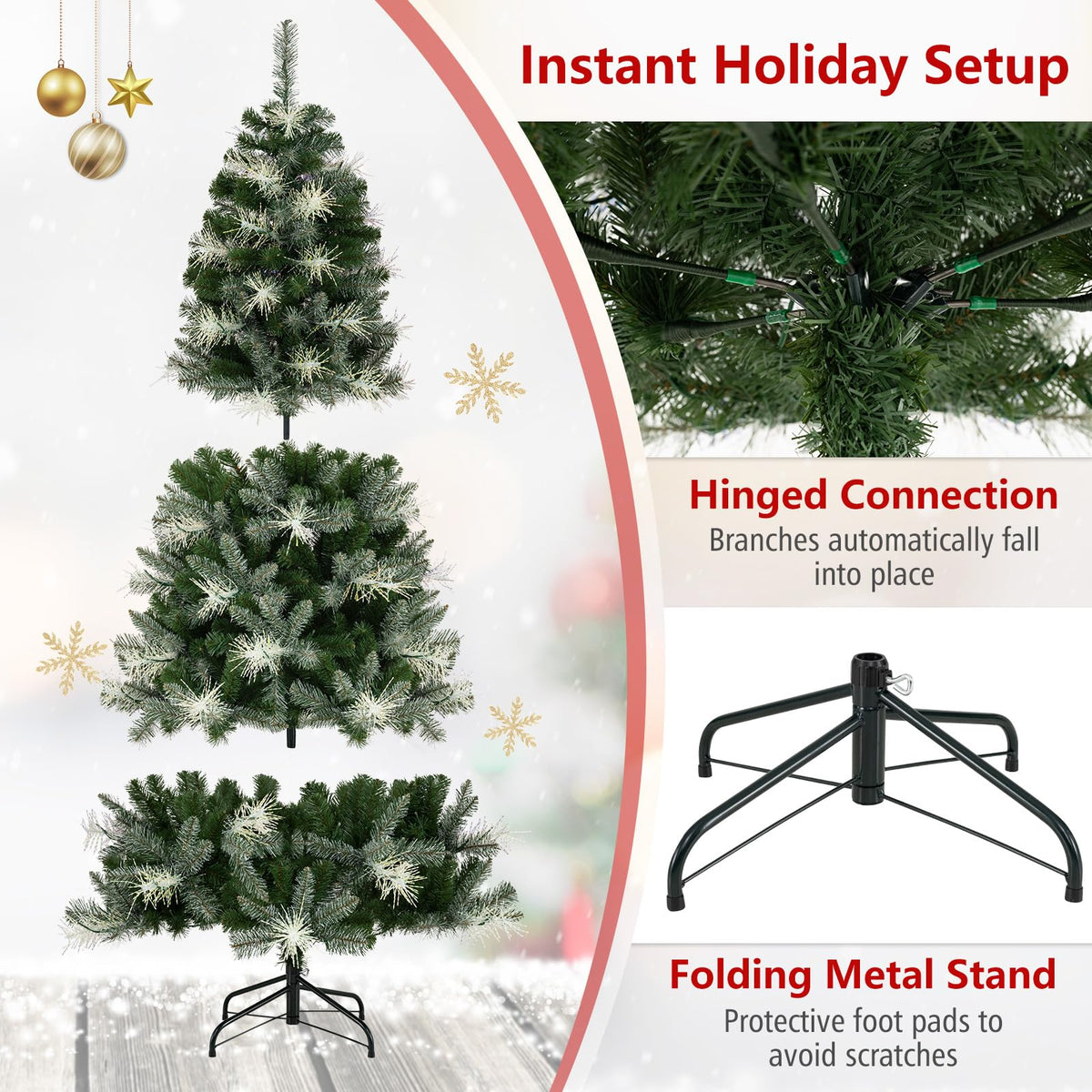 152/183 cm Pre-Lit Artificial Christmas Tree w/ 190/270 LED Lights